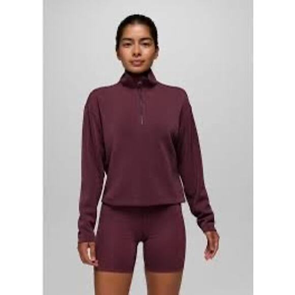 Prana Shea Soft Half Zip Pullover Womens Size Small Deep Vino - Picture 1 of 13